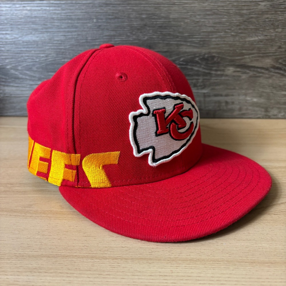 Kansas City Chiefs Hat Cap Fitted 7 Red NFL Football Wrap Around New Era